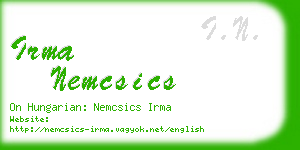 irma nemcsics business card